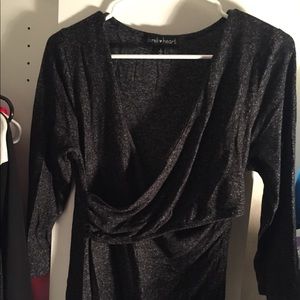 Half sleeve cotton dress cross over front